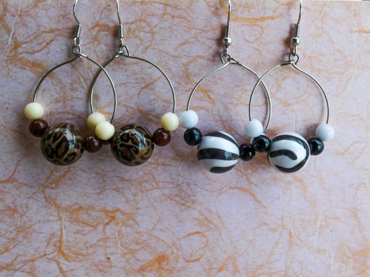 Animal Print Hoop Dangle Earrings