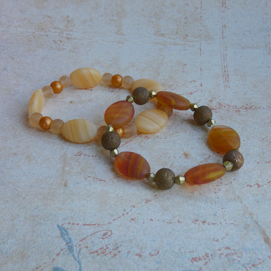 Natural Glass Beaded Stretch Bracelet