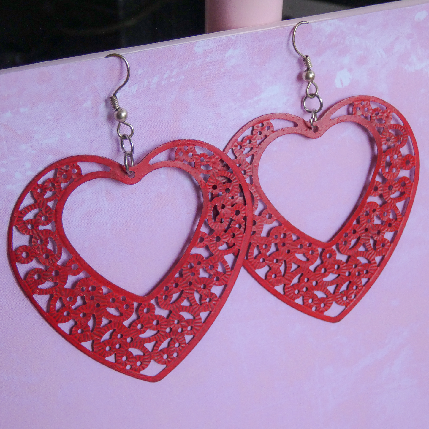 Big Red Heart Statement Earrings