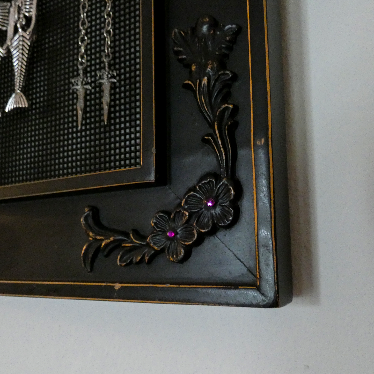 One of a Kind Dark Goth Victorian Picture Frame Earring Holder