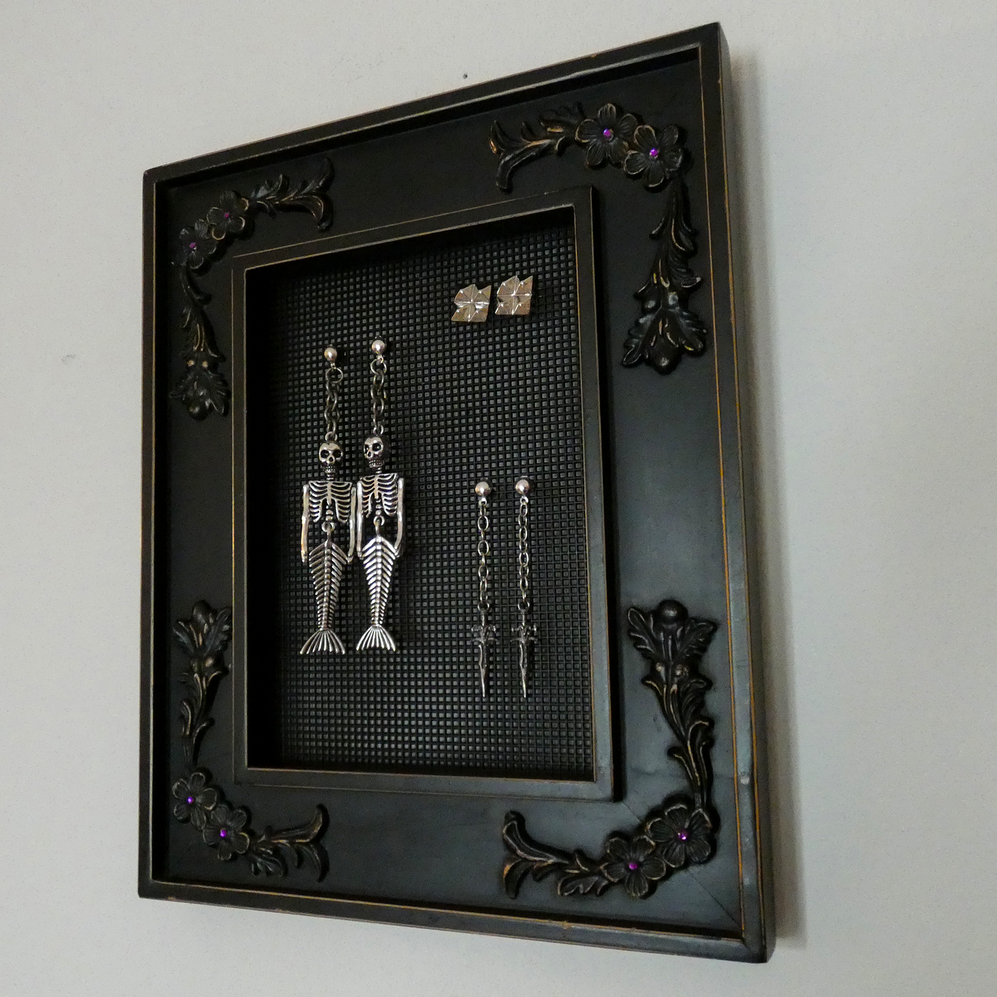 One of a Kind Dark Goth Victorian Picture Frame Earring Holder