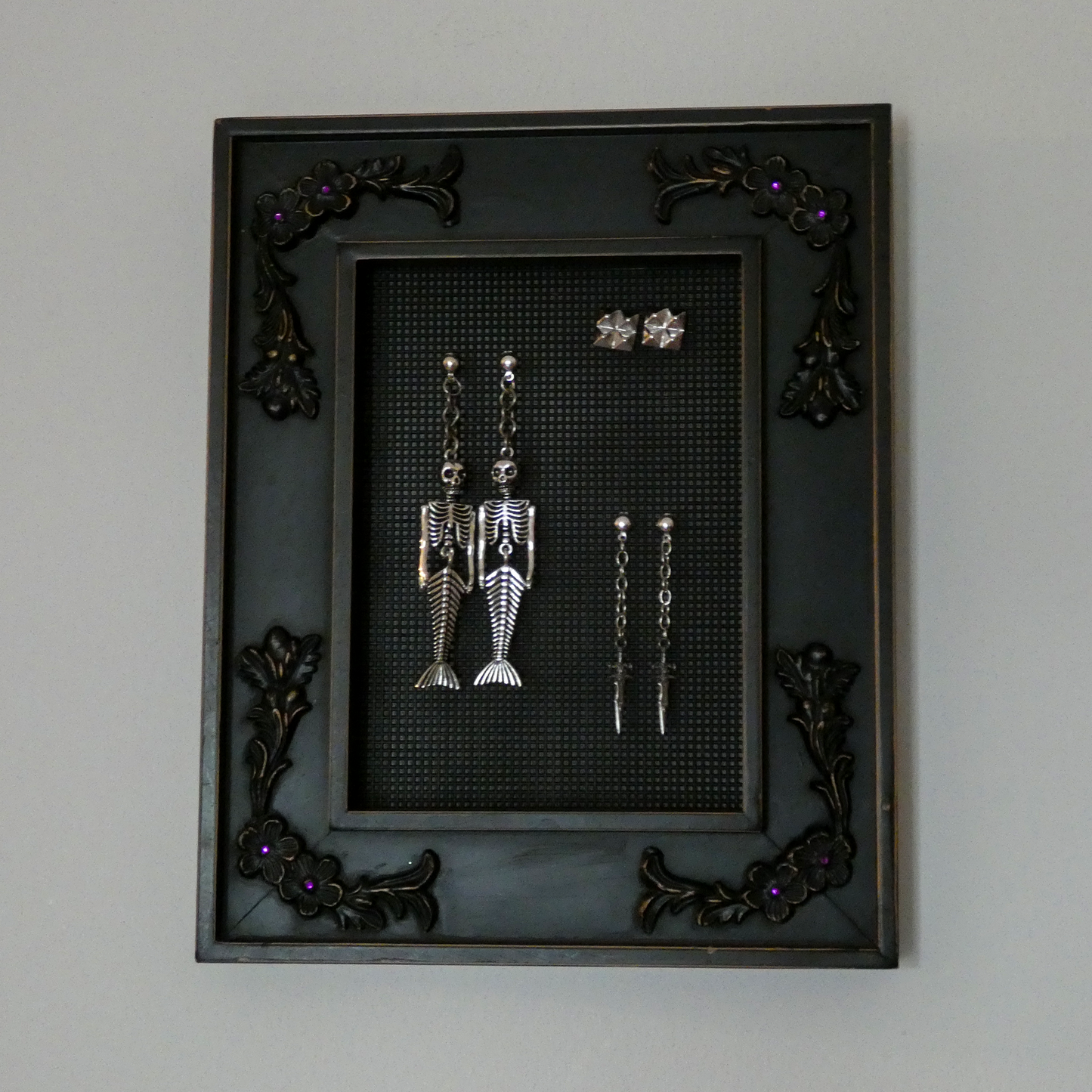 One of a Kind Dark Goth Victorian Picture Frame Earring Holder