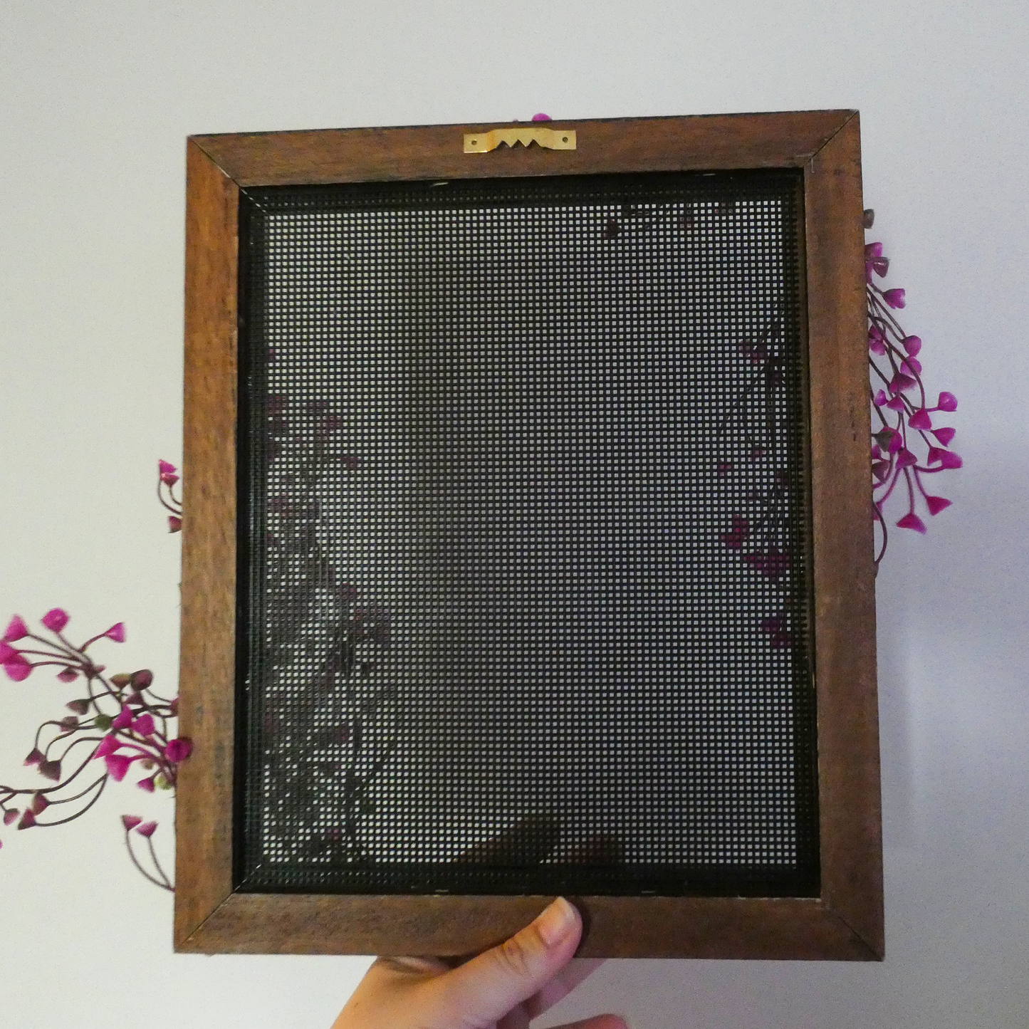 One of a Kind Purple and Gold Floral Vintage Picture Frame Earring Holder