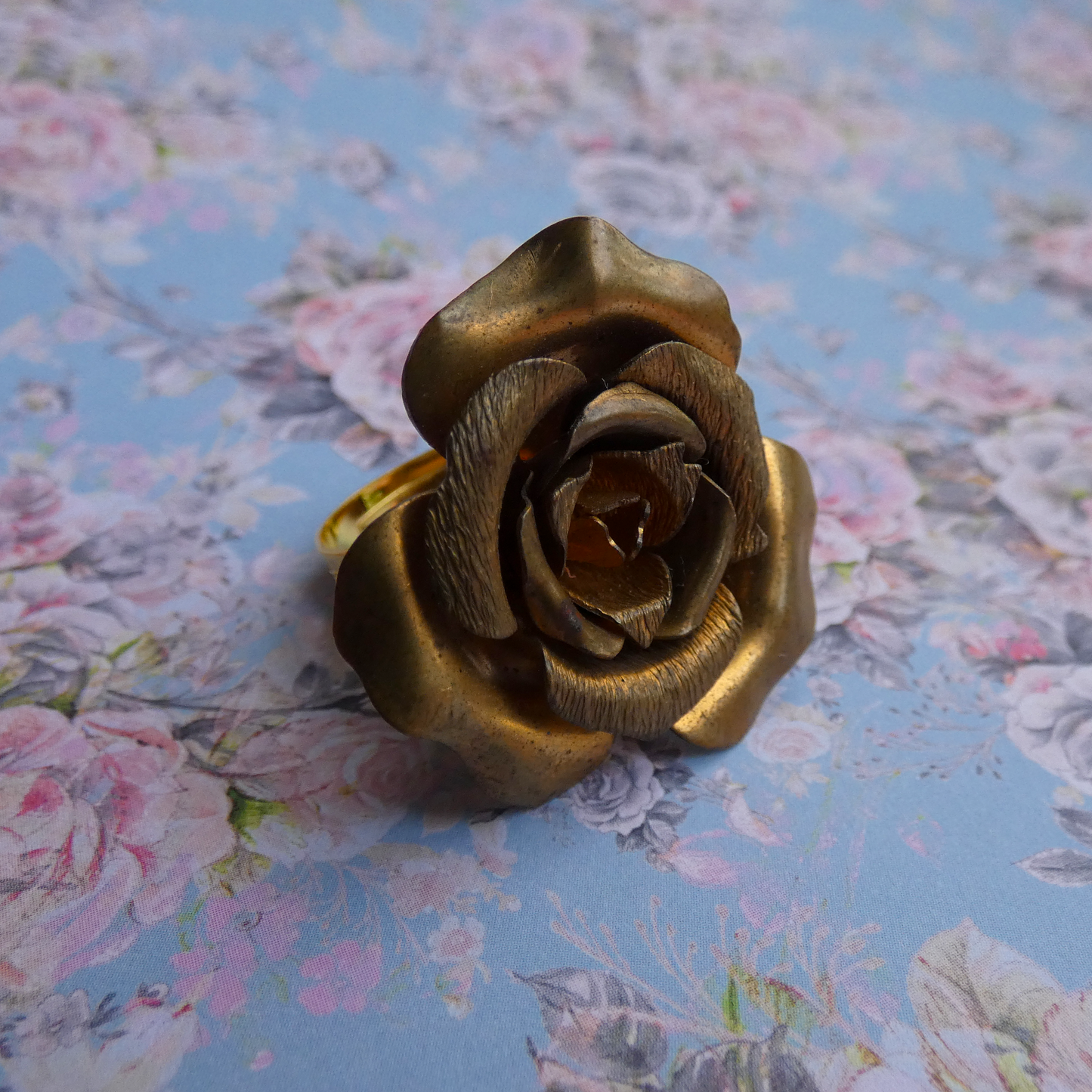 One of a Kind Antique Vintage Gold Rose Adjustable Ring