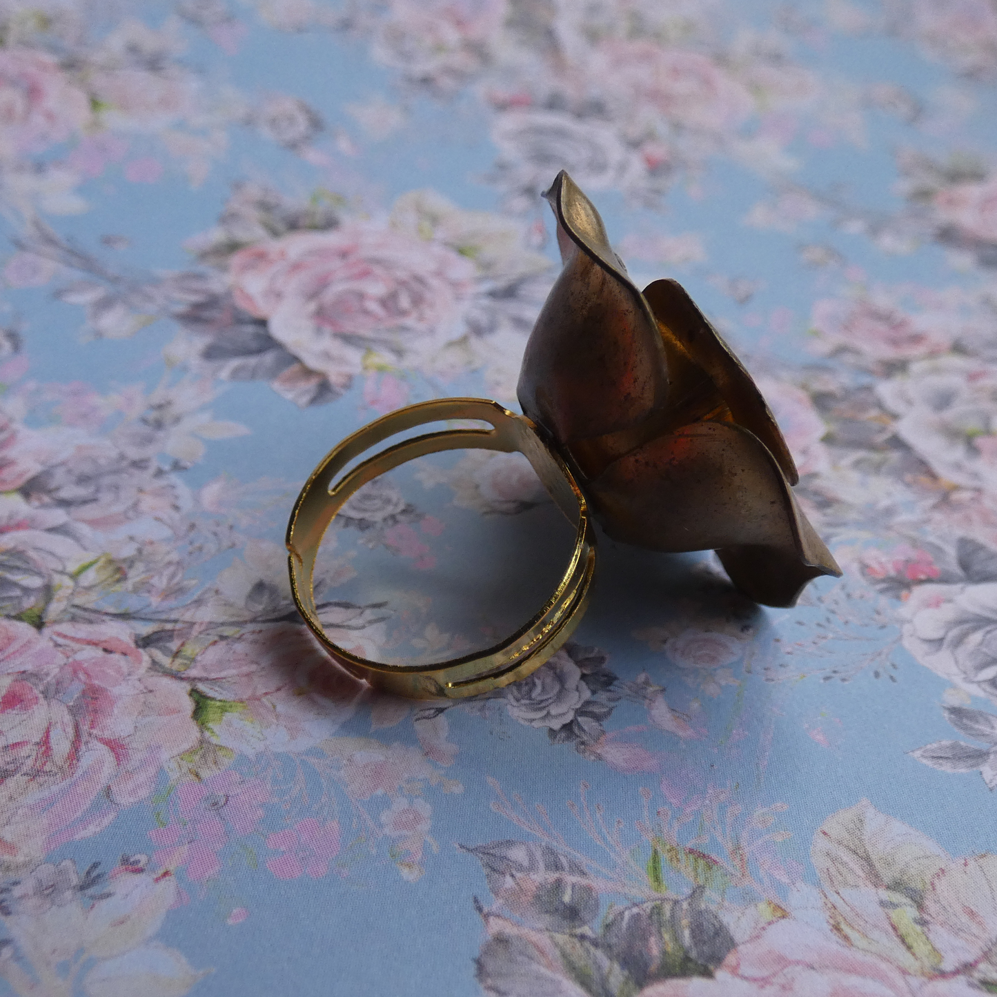 One of a Kind Antique Vintage Gold Rose Adjustable Ring