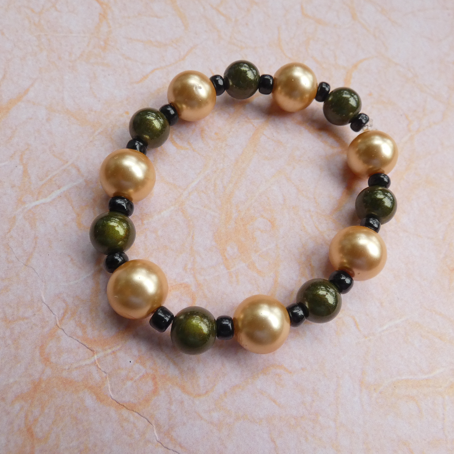 Yellow and Green Miracle Illusion Bead Stretch Bracelet