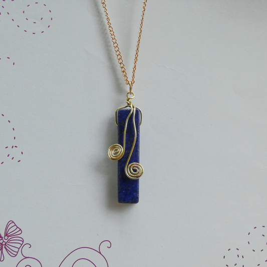 Lapis Lazuli Wire Wrapped Stone Necklace