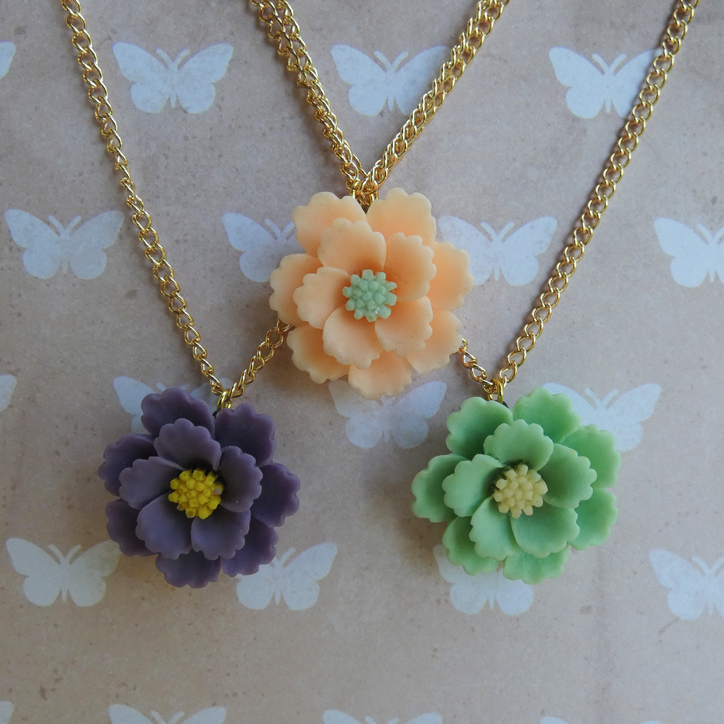 Pastel Flower Gold Chain Necklace