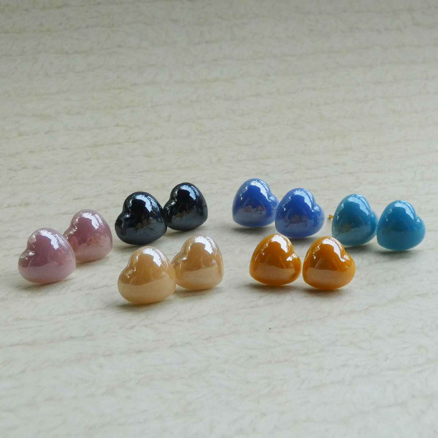 Pearlescent Heart Stud Earrings