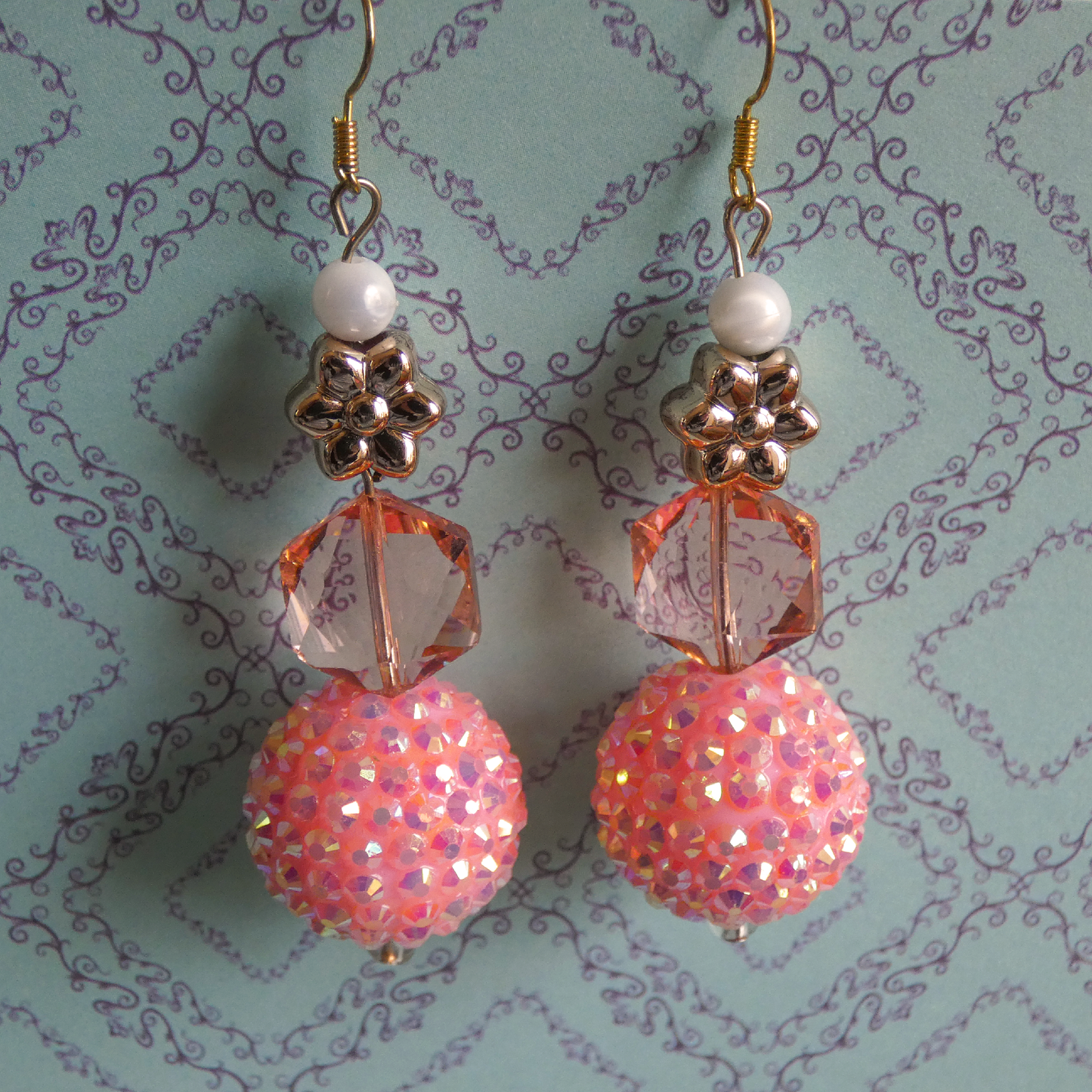 Rose Gold Flower Bauble Earrings