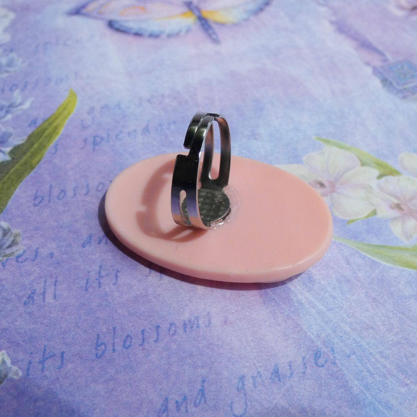 One of a Kind Vintage Flower Cameo Adjustable Ring