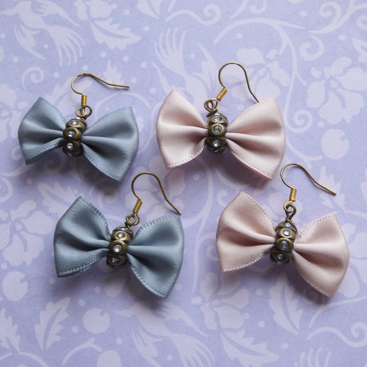 Soft Pastel Satin Bow Earrings