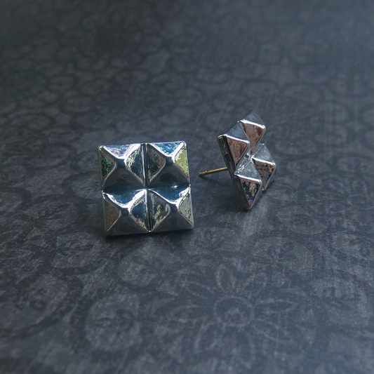 Silver Square Stud Earrings