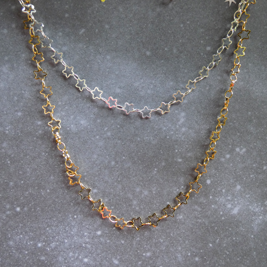 Star Link Chain Necklace in Silver or Gold