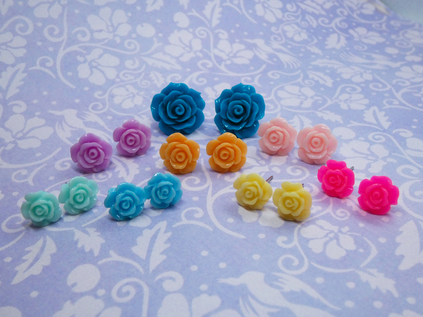 Colorful Rose Stud Earrings