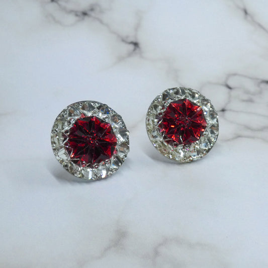 Ruby Red Stud Earrings